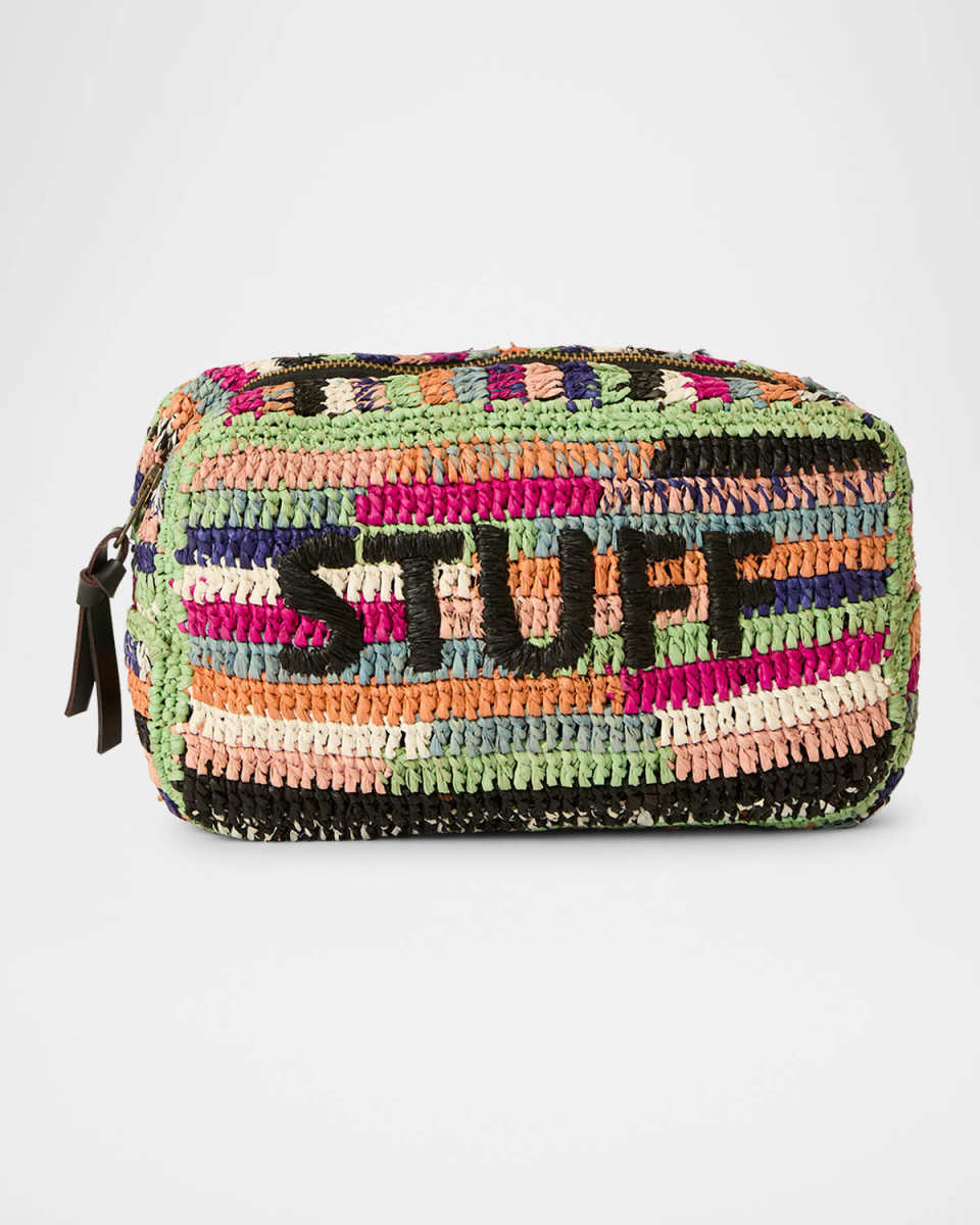 Small Stuff Multicolor Straw Cosmetic Case
